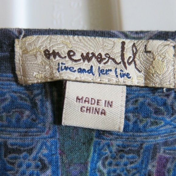 ONE WORLD Scoop Neck Elastic Pleats Tunic Large - Picture 5 of 6